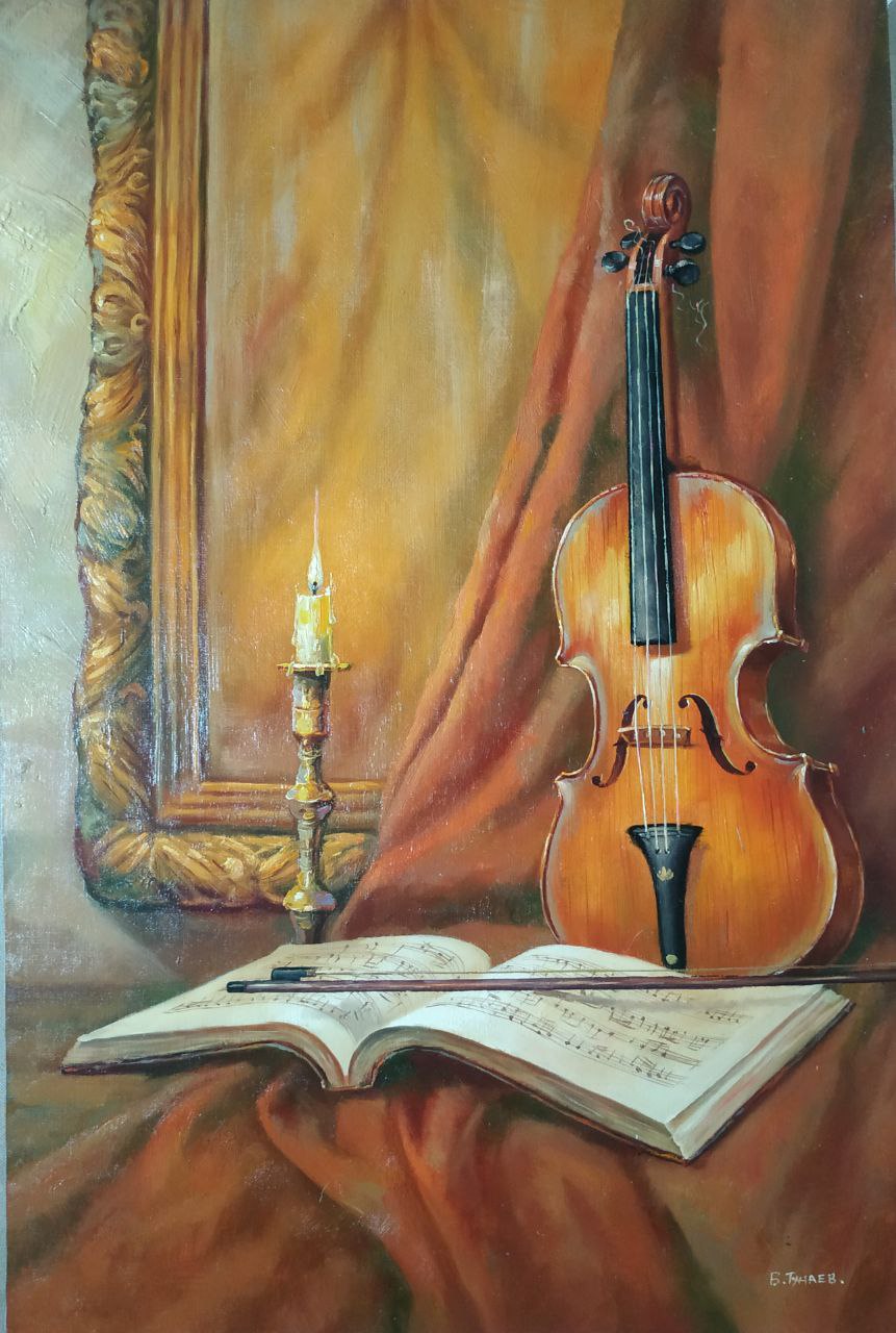 Картина маслом Свеча и скрипка 60х90